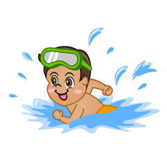 Boy Swimming in Sea