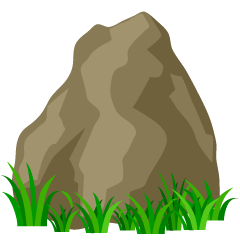Brown Rock on Grass