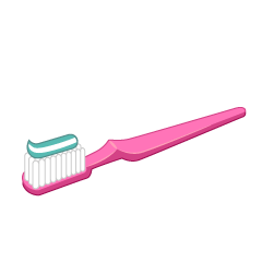 Pink Toothbrush with Paste