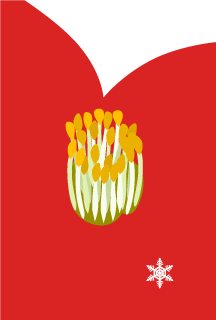 Tarjeta gráfica de flor de camelia roja grande