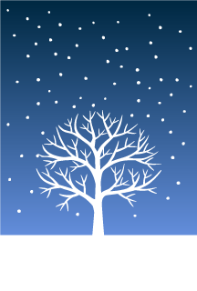Nieve cayendo en el cielo nocturno Tarjeta gráfica de árbol
