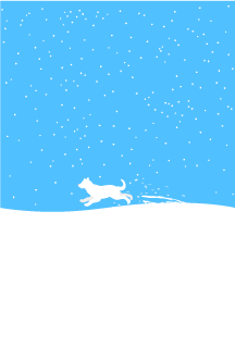 Tarjeta gráfica de perro blanco y nieve