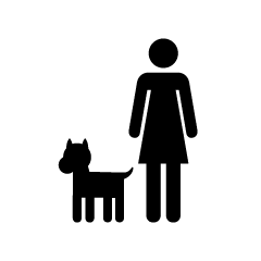 Pictograma de mujer y perro