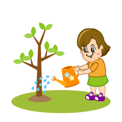 Girl Watering Tree