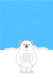 Tarjeta gráfica de personaje de oso polar ártico