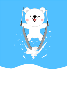 Ski jump polar bear graphic card