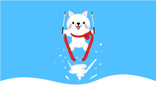 Salto de esquí gatos blancos
