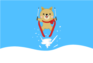 Cute dog ski jumping