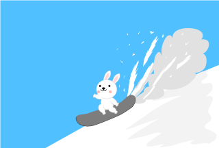 Lindo conejito corriendo en snowboard