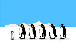 Gráficos de pingüinos antárticos marchando