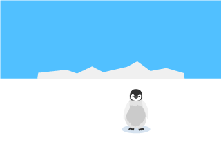 Un bebé pingüino de pie en el Polo Sur Gráficos