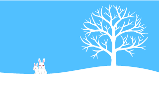 Un árbol y un conejo en el campo nevado Gráficos