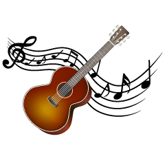 Guitar and Musical Note Waving