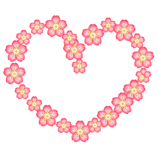 Corazón de guirnalda de flores rosadas