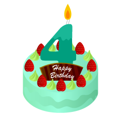Pastel de cumpleaños con velas de 4 años