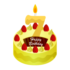 Pastel de cumpleaños con velas de 7 años