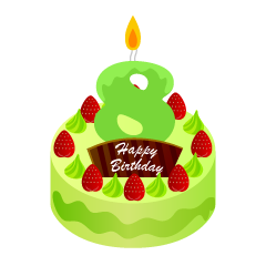 Pastel de cumpleaños con velas de 8 años