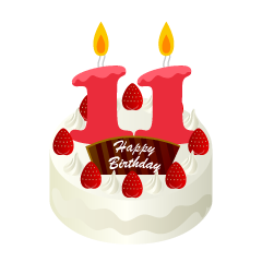 Pastel de cumpleaños con velas de 11 años