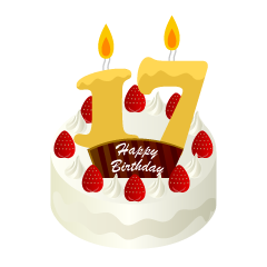 Pastel de cumpleaños con velas de 17 años