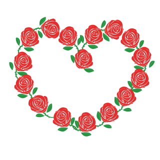 Corazón de corona de rosa roja