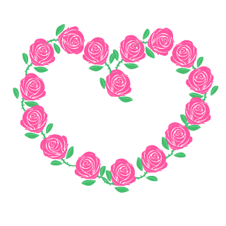 Corazón de corona de rosa rosa