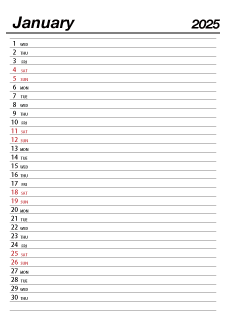 January 2025 Schedule Calendar