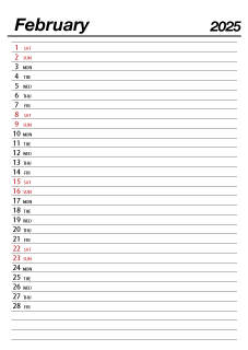February 2025 Schedule Calendar