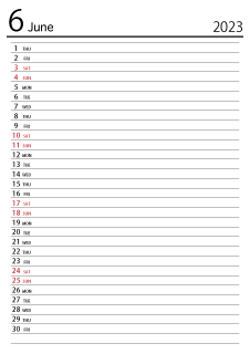 June 2023 Schedule Calendar