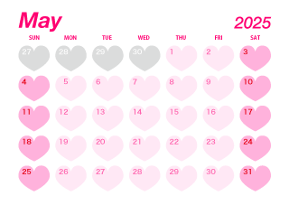 May 2025 Pink Heart Calendar