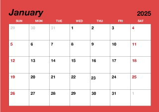 January 2025 Simple Color Calendar