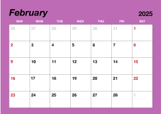 February 2025 Simple Color Calendar