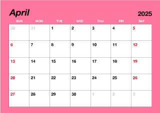 April 2025 Simple Color Calendar