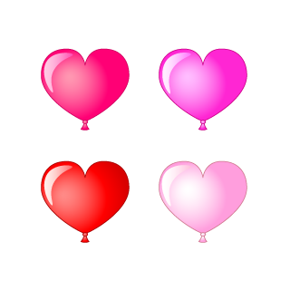 4 color heart balloons