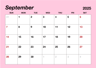 September 2025 Simple Color Calendar