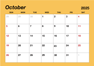 October 2025 Simple Color Calendar