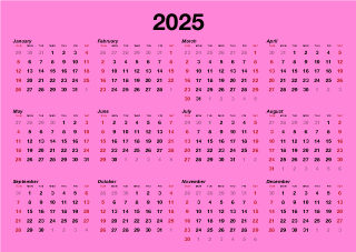 2025 Pink Calendar
