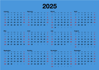 2025 Blue Calendar