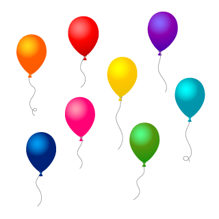 Muchos globos de colores flotando en el aire.