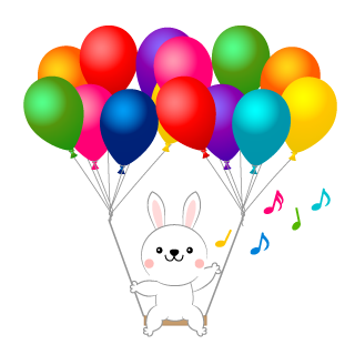 Rabbit flying in the balloon swing