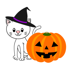 White Cat Halloween Pumpkin