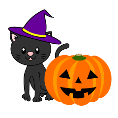 Calabaza de Halloween de gato negro