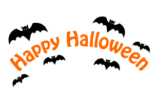 Murciélagos y texto de Halloween