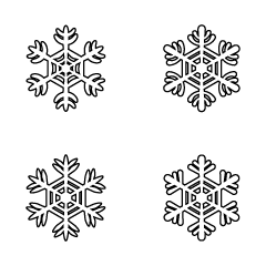 4 Cute Snowflakes Black and White