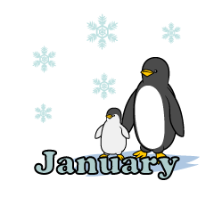 Pingüino padre e hijo enero