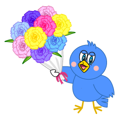 Blue Bird Giving Flower