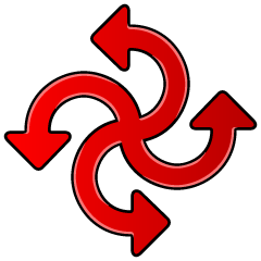 Swirl-winding red Arrow symbol