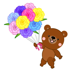 Cute Bear Giving a Bouquet