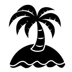Island Palm Tree Black and White