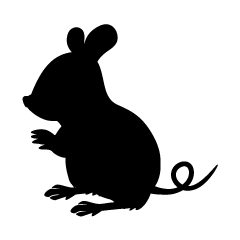 Ratón sentado en blanco y negro