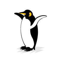 Pingüino con las manos levantadas
